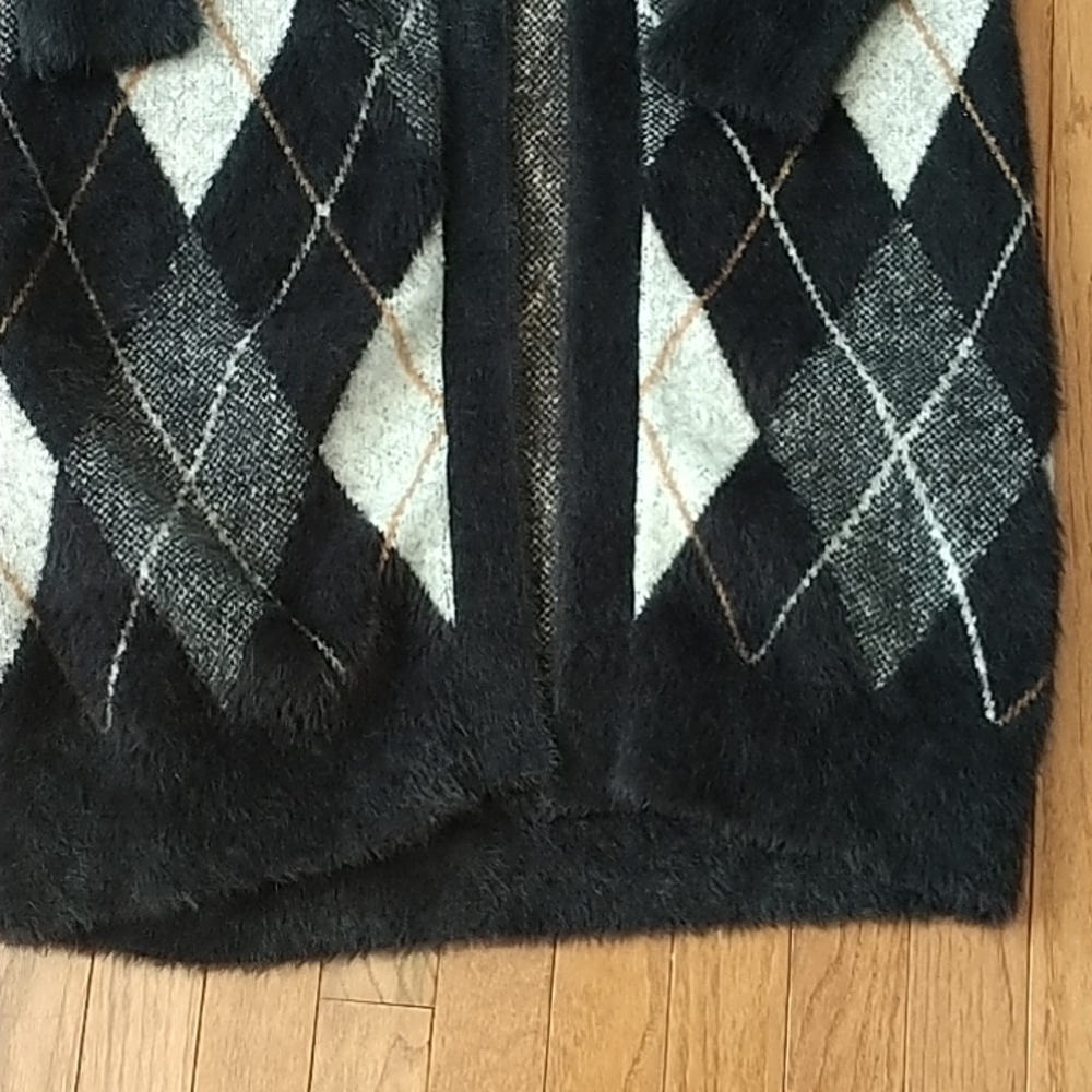 Marled Argyle Grey/Black Sweater Coat Jacket sz S - Picture 9 of 12